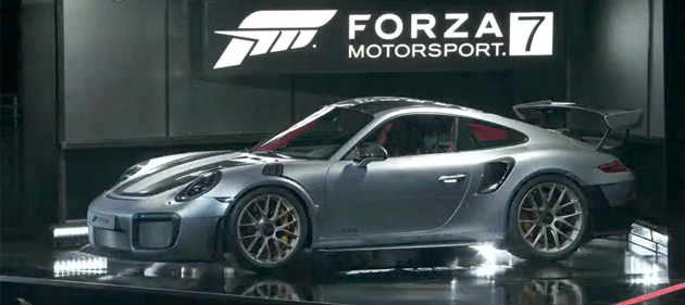 2018 Porsche GT2-RS shown with a "Forza 7" logo above it.